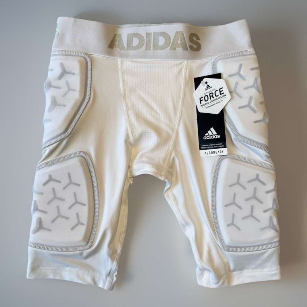 NWT Adidas Alphaskin Padded Compression Shorts White‎ Youth Size Small